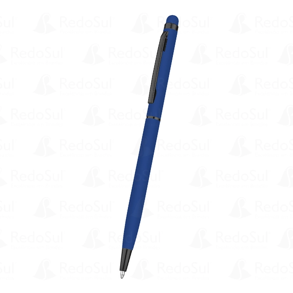 Caneta Metálica Personalizada com Ponta Touch Screen corpo emborrachado